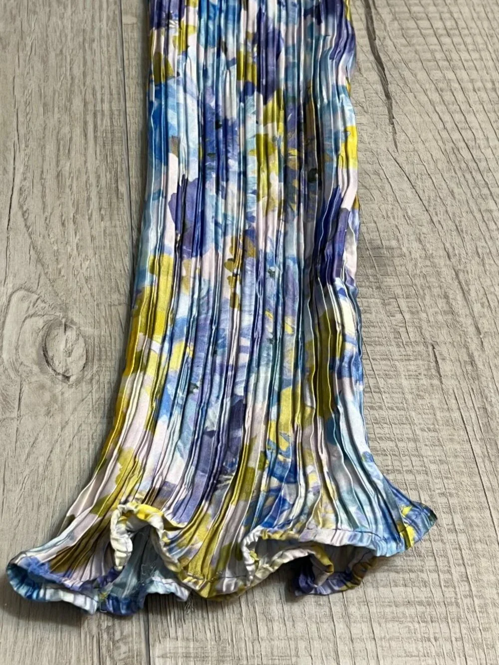 MNG Mango Blue Floral Pleated Long Sleeve Blouse Size 8 Y2K Fairy Italian Fabric